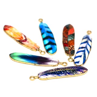 Подвески "Перья" микс 38*9мм